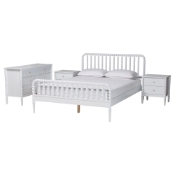 Baxton Studio Lucera 4-Piece Bedroom Set, White, King Baxton Studio restaurant furniture, hotel furniture, commercial furniture, wholesale bedroom furniture, wholesale king, classic king